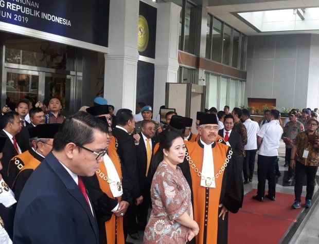 Ketua MA M.Hatta Ali bersama para Hakim Agung mendampingi Ketua DPR-RI Puan Maharani saat Pameran Kampung Hukum di JCC Senayan, Rabu (26/2/2020)/Istimewa