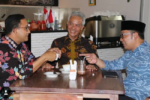 Anies Baswedan, Ganjar Pranowo, dan Ridwan Kamil ngopi bareng (Foto: Instagram/Ganjar Pranowo)