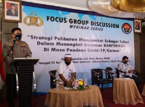 Kadiv Humas Polri Irjen Pol M.Iqbal saat menyampaikan sambutan saat Focus Group Discussion (FGD) Webiner Series/Seminar Online di Hotel Ambhara, Jakarta Selatan, Rabu (22/4/2020)/ist