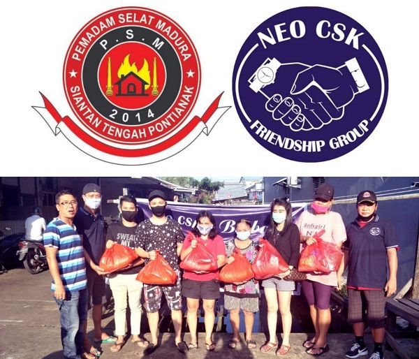 Pemadam Selat Madura (PSM) dan NEO CSK mengadakan baksos pembagian paket sembako kepada masyarakat terdampak Covid-19 saat Hari Raya Idul Fitri 1441 H, Minggu (24/5/2020)/dok.PSM