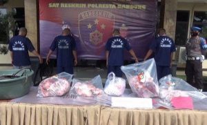 Empat orang tersangka penjualan daging babi diamankan Polresta Bandung/net