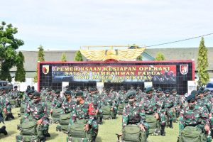 Pemeriksaan kesiapan Batalyon Infanteri (Yonif) Raider 500/Sikatan Kodam V/Brawijaya di Wonokromo Surabaya, Jawa Timur, Kamis (13/8/2020) - Foto: Ist