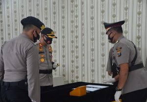 Kapolres Nias AKBP Wawan Iriawan memimpin Korps Raport dan Sertijab Kasat Reskrim dan Kapolsek Alo’oa, Senin (31/8/2020)/foto: Humas Polres Nias