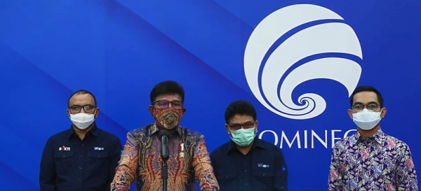 Menkominfo Johnny G. Plate saat konferensi pers soal internet untuk rumah sakit dan puskesmas di Indonesia, Rabu (14/10) - Foto: Istimewa